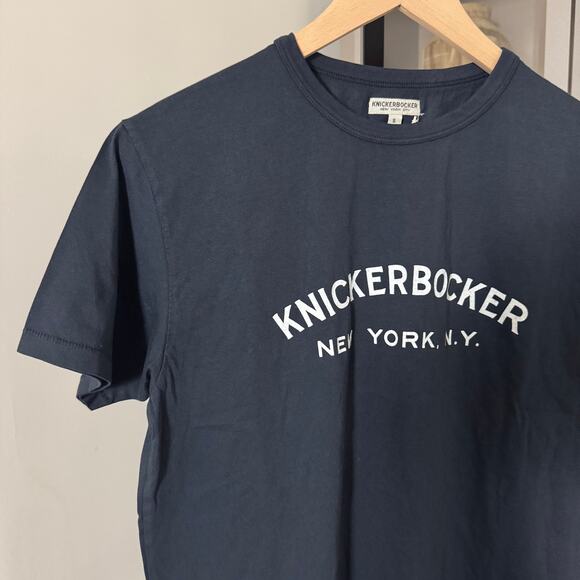 Knickerbocker New York Core Logo Navy T-Shirt XS NEW Short Sleeve Cotton Tee NYC - Picture 2 of 6